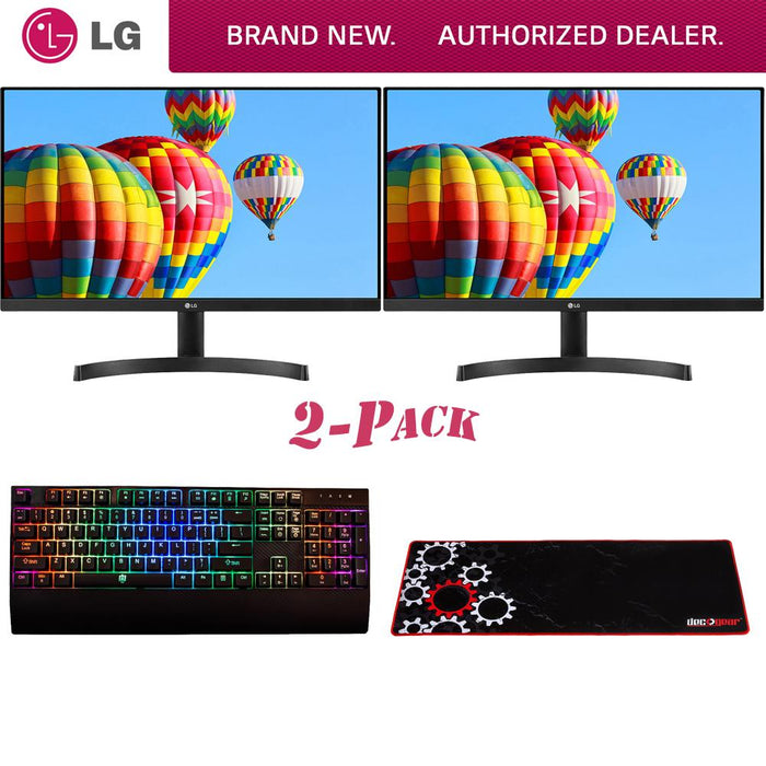 LG 24" FHD IPS LED AMD FreeSync 3-Side Borderless Dual Monitor + Gaming Bundle