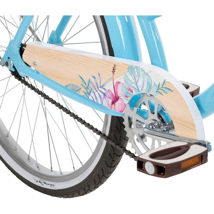 Huffy Panama Jack Women's Beach Cruiser Bike, Light Blue w/ Helmet & Bike Lock