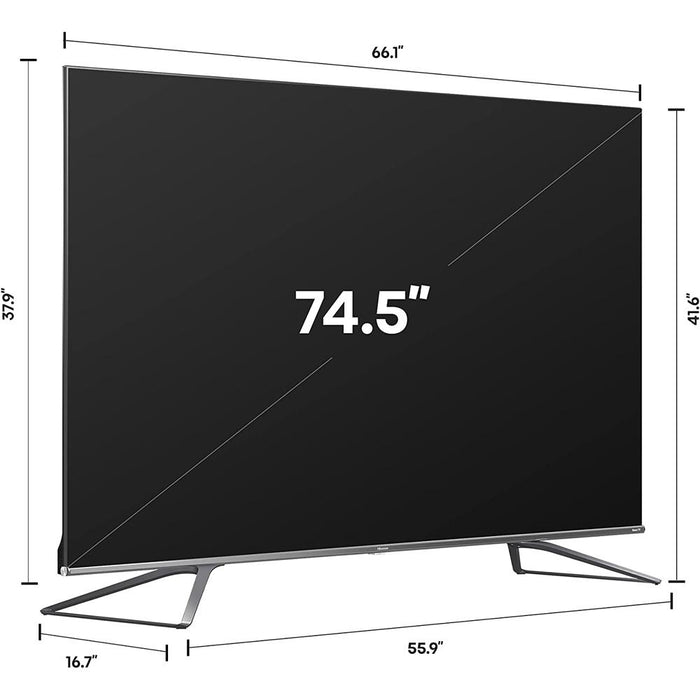 Hisense 75" ULED 8K Premium Roku Smart TV 2021 with Deco Home 60W Soundbar Bundle