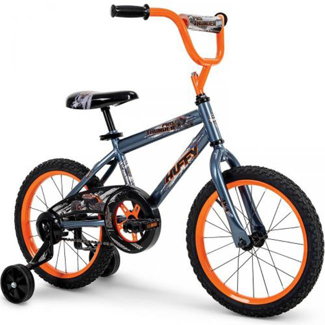 Huffy Pro Thunder 16 Inch Kids' Bike, Training Wheels - Blue/Orange (21800)