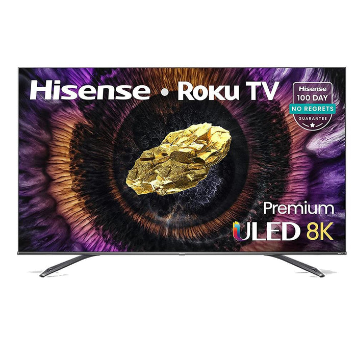 Hisense 75" ULED 8K Premium Roku Smart TV 2021 with Deco Gear Home Theater Bundle