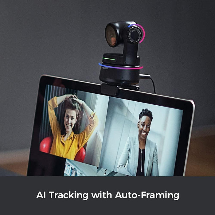 OBSBOT Tiny AI-Powered PTZ Webcam, 1080p HD + Drawstring Bag + Charging Cable