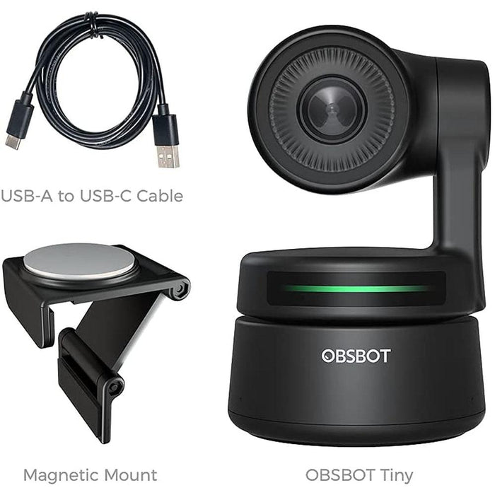OBSBOT Tiny AI-Powered PTZ 1080p HD Webcam with Power Bank and 1-Year Extended Warranty