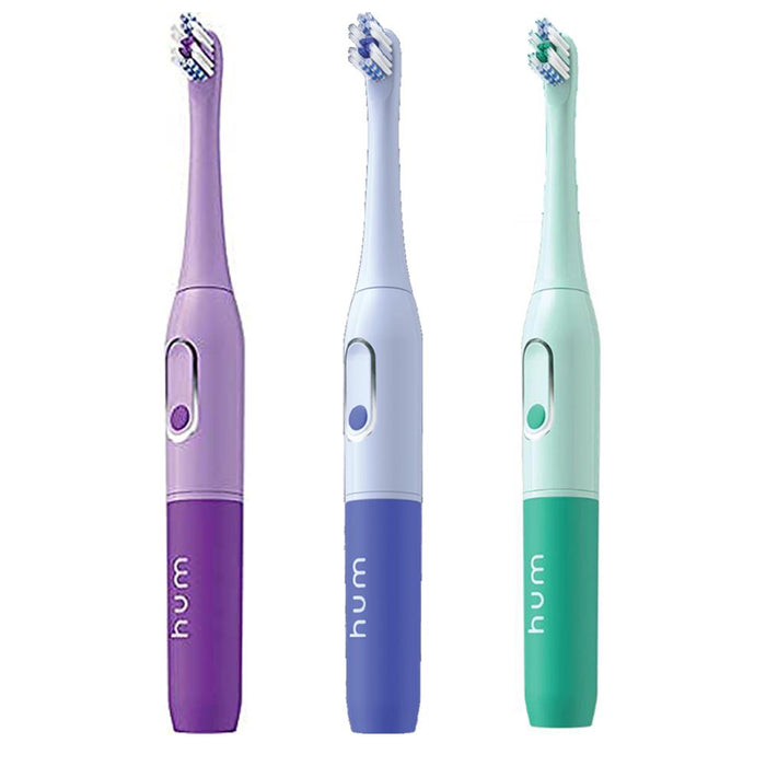 Colgate Hum Smart Battery Power Toothbrush w/Sonic Vibrations 3 Pack Purple, Blue & Teal