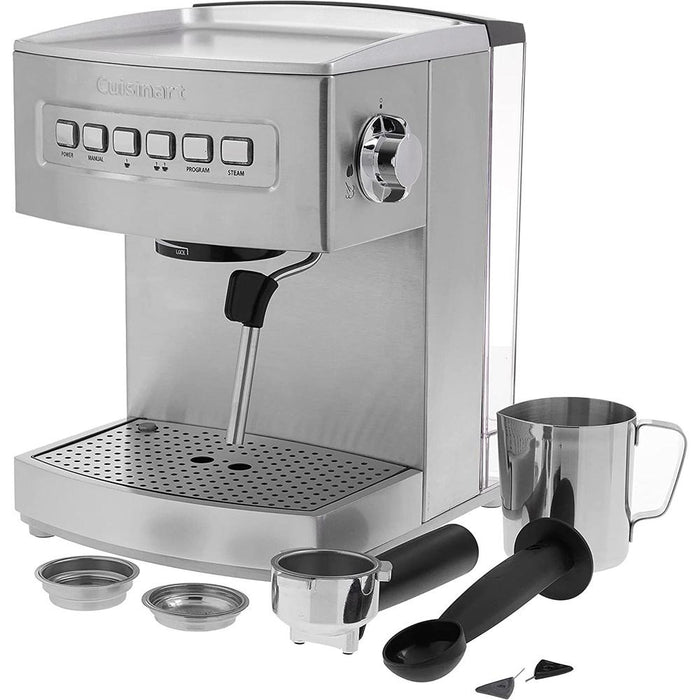 Cuisinart Programmable Espresso Maker 15-Bar, Stainless Steel w/ Coffee Caddy Organizer