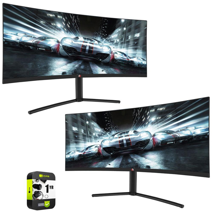 Deco Gear 29" Curved Monitor Color Accurate 2 Pack with Extended Warranty