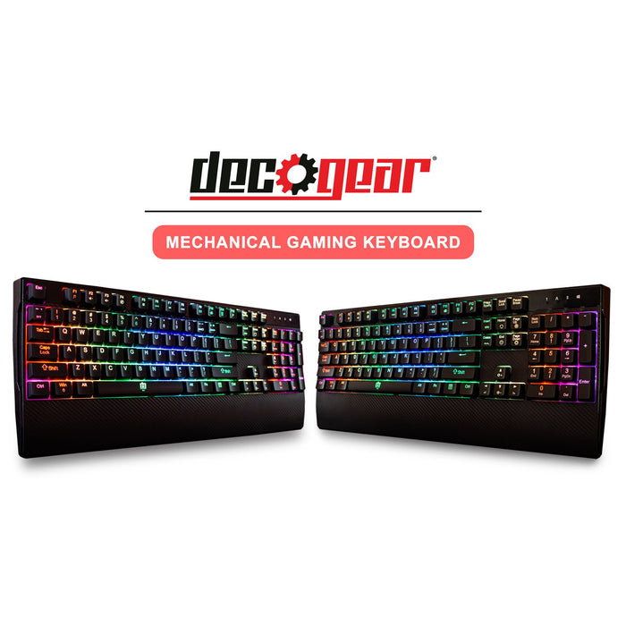Deco Gear Mechanical Gaming Keyboard, RGB Back Lighting, Anti-Ghosting, Black, Refurbished