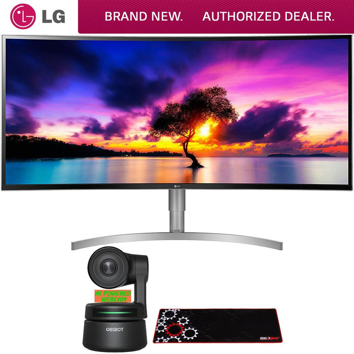 LG 38" Class 21:9 Curved UltraWide WQHD+ Monitor + AI-Powered PTZ Webcam Bundle