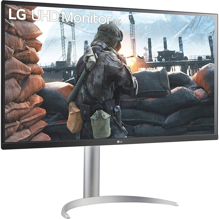 LG 32UP550-W 32" VA Display PC Dual Monitor w/AMD + AI-Powered PTZ Webcam Bundle