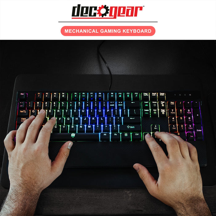 Deco Gear Mechanical Gaming Keyboard - RGB Back Lighting - Anti-Ghosting Black - (Renewed)