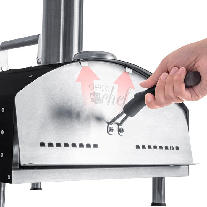 Deco Chef Portable Outdoor Pizza Oven with 2-in-1 Pizza & Grill Oven Functionality, Black
