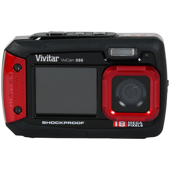 Vivitar V090 18 Megapixel Selfie Dual Screen Waterproof Digital Camera - Black/Red