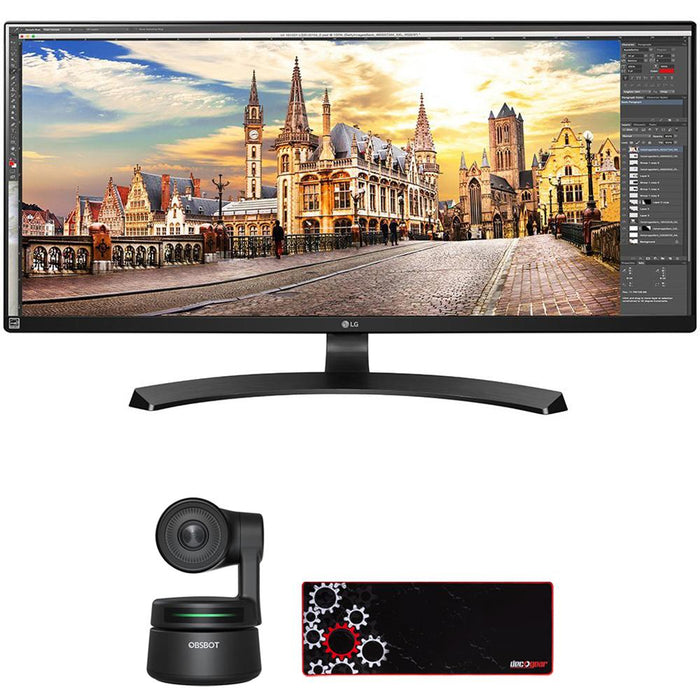 LG 34UM68-P 34" 21:9 UltraWide FreeSync IPS Monitor w/ AI Webcam Bundle