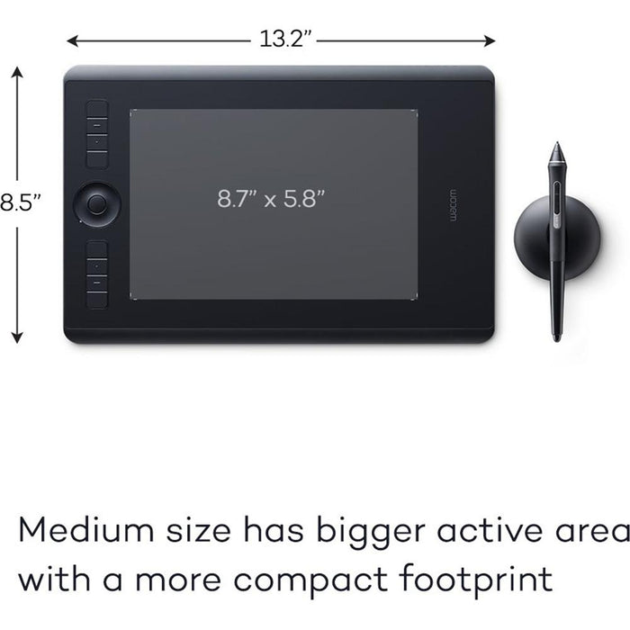 Wacom Intuos Pro Medium Creative Pen Tablet, Black PTH660 + Backpack Bundle