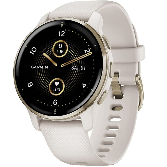 Garmin Venu 2 Plus GPS Smartwatch, Cream Gold Bezel with Ivory Silicone Band