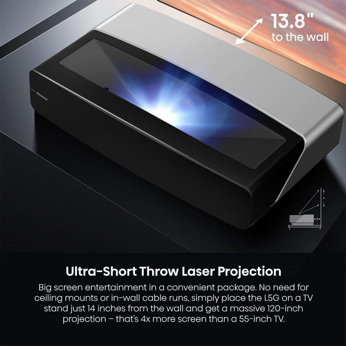 Hisense 120" 4K Ultra-Short-Throw LASER TV & 120'' ALR Screen +4 Year Extended Warranty