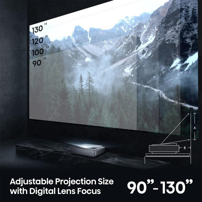 Hisense 90-130" Ultra Short Throw 4K HDR LASER Projector w/120" Screen + Warranty Bundle