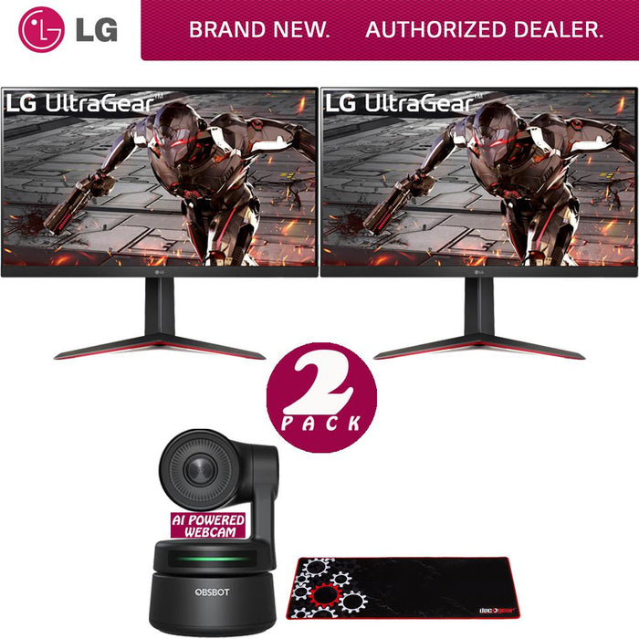 LG 32" UltraGear QHD 165Hz HDR10 Dual Monitor + AI-Powered PTZ Webcam Bundle