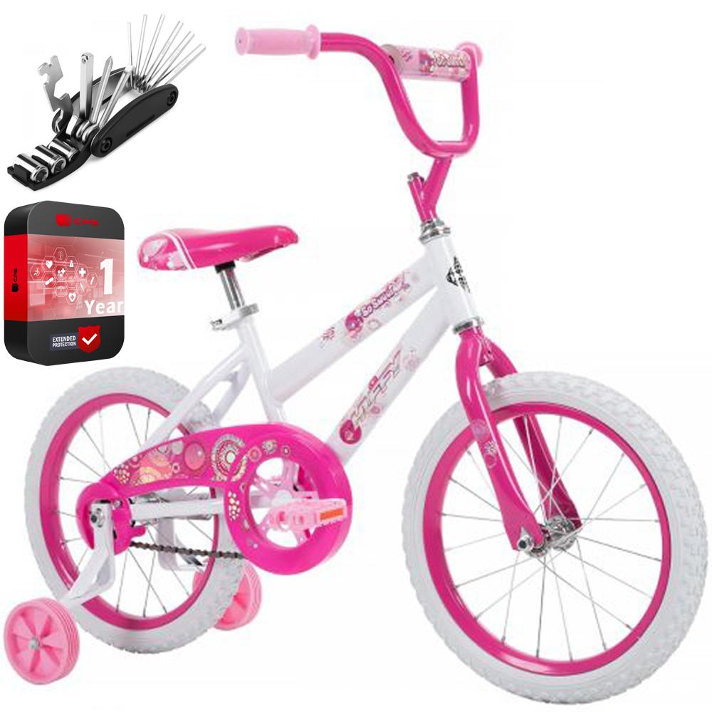 Huffy So Sweet 16 Inch Kids' Bike + Deco Gear Tool Kit + 1 Year Protec