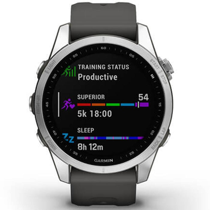 Garmin Fenix 7S Smartwatch Silver with Graphite Band + 2 Year Extended Warranty