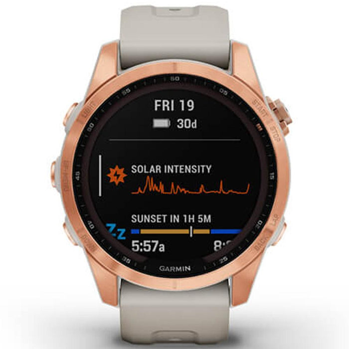 Garmin Fenix 7S Solar Smartwatch Rose Gold w/ Light Sand Band + 2 Year Warranty