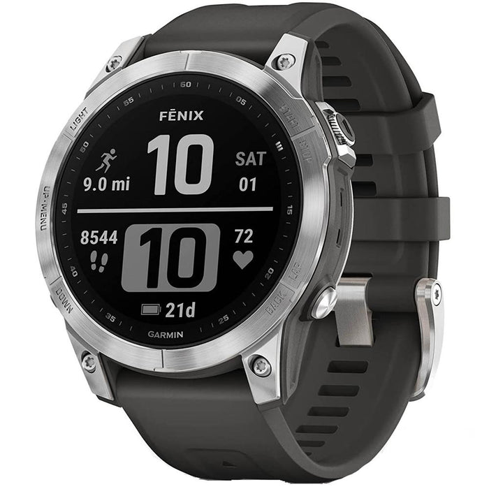 Garmin Fenix 7 Smartwatch Silver with Graphite Band + 2 Year Extended Warranty