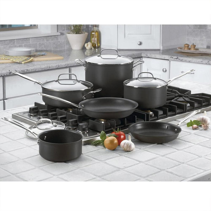Cuisinart Chef's Classic Nonstick Hard-Anodized 10 Pcs Cookware Set with Rack