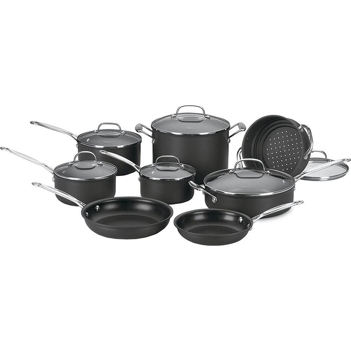 Cuisinart Chef's Classic Nonstick Hard-Anodized 14 Pcs Cookware Set with Rack