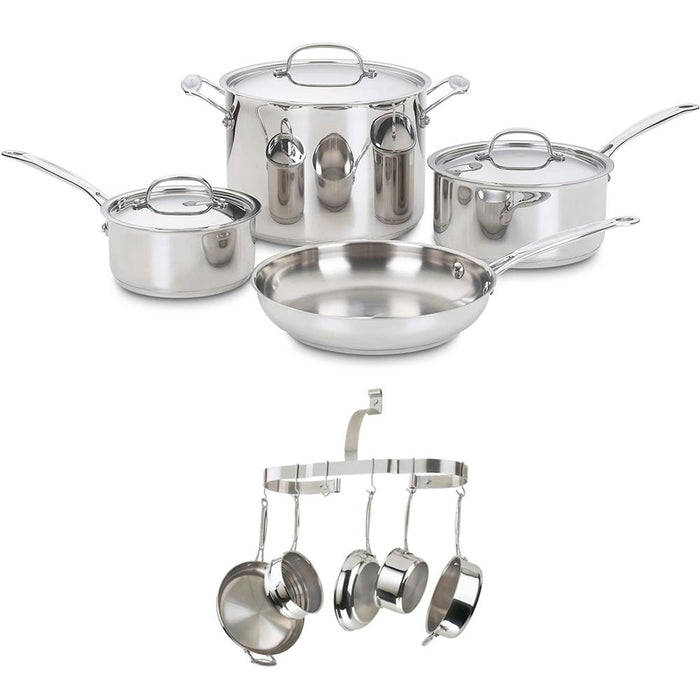Cuisinart Chef's Classic 7-Piece Cookware Pot and Pan Set Steel + Cookware Rack