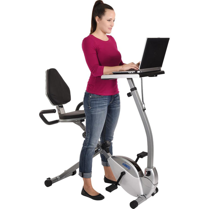 Stamina 2-in-1 Recumbent Exercise Bike Workstation and Standing Desk - 15-0321