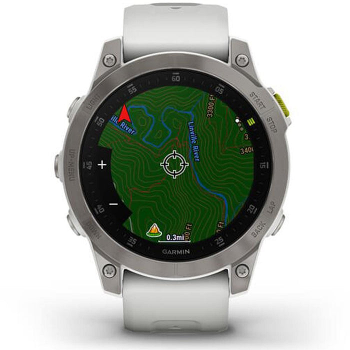 Garmin epix Gen 2 Active Smartwatch (White) Bundle with Varia RVR315 Rearview Radar