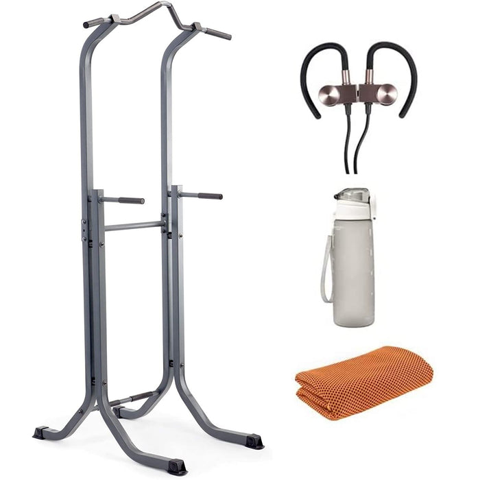 Marcy Power Tower Multi-Function Pull Up/Dip Station with Sport Earbuds Bundle