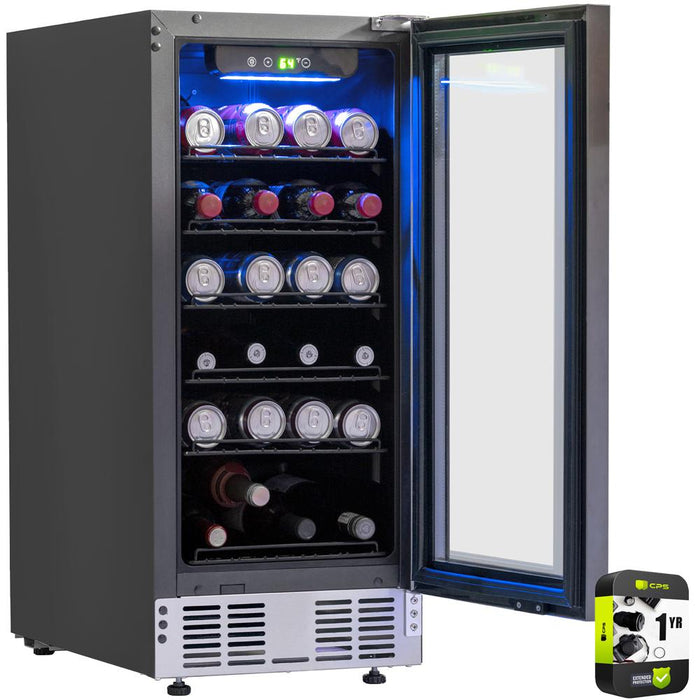 Deco Chef 15" Under Counter Beverage Cooler and Refrigerator + Extended Warranty