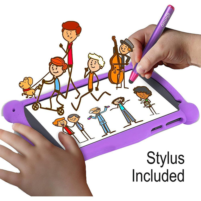 Contixo 7" Kids Tablet, IPS, 2GB/16GB, Dual Cameras, Digital Pen, Silicone Case - Purple