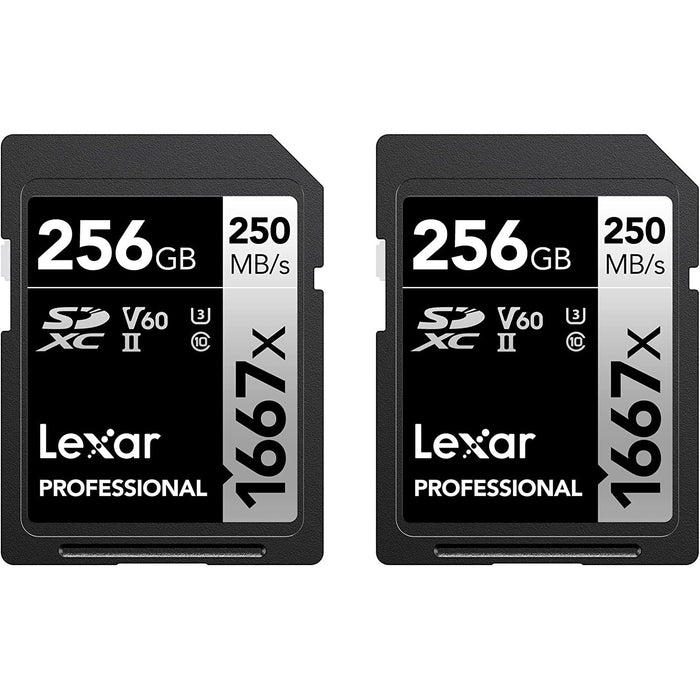 Lexar Professional 1667x SDXC UHS-II Card SILVER Series 256GB Memory Card (2-Pack)