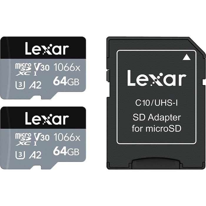 Lexar Professional 1066x microSDXC UHS-I Cards SILVER Series, 64GB 2-Pack