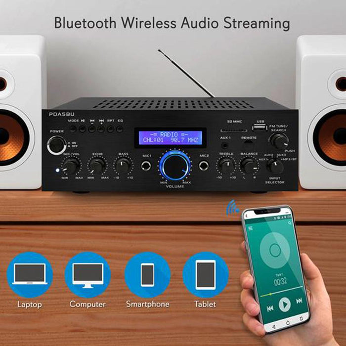 Pyle PDA5BU Compact Bluetooth Stereo Amplifier Receiver System - Open Box
