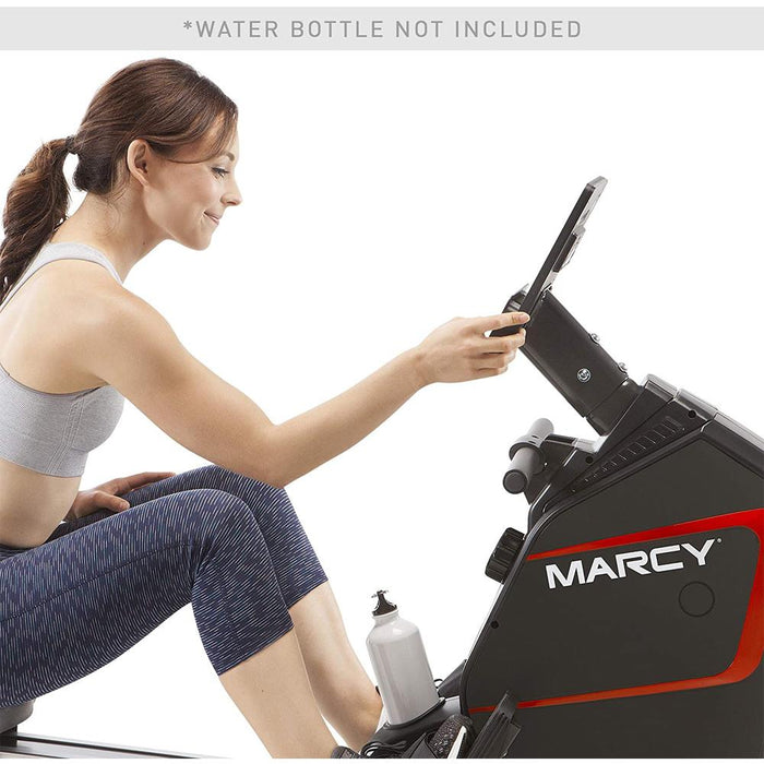Marcy Foldable Regenerating Rowing Machine, Adjustable Resistance + Massage Gun Bundle