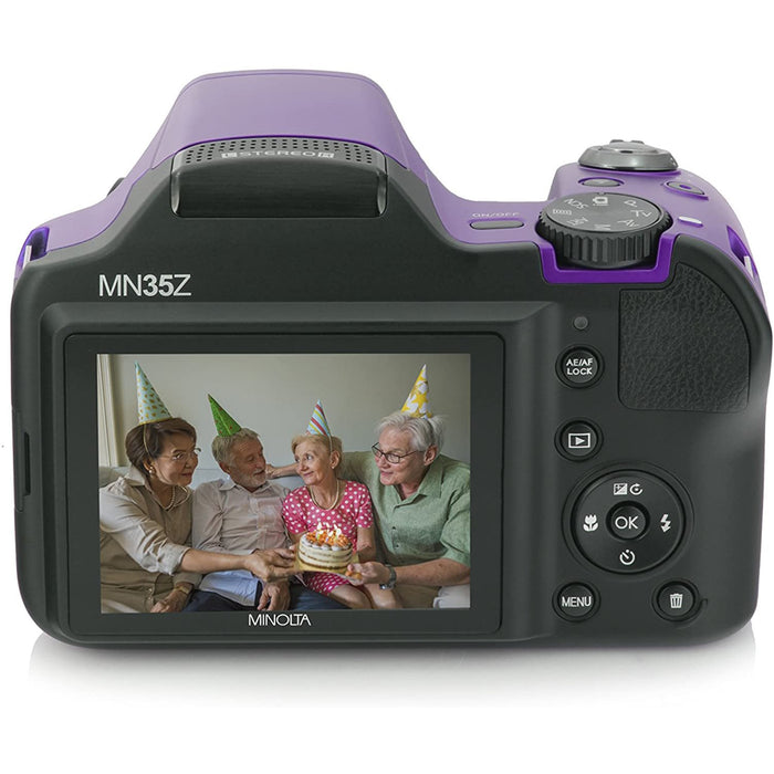 Minolta MN35Z-P 20MP 35X Optical Zoom Wi-Fi Bridge Camera - Purple
