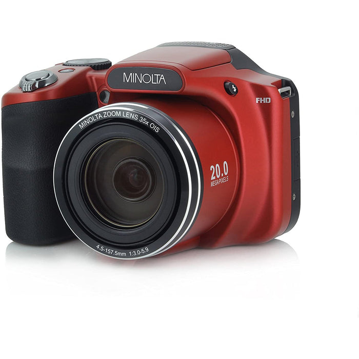 Minolta MN35Z-R 20MP 35X Optical Zoom Wi-Fi Bridge Camera - Red