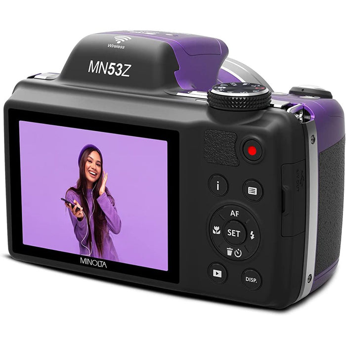 Minolta Pro Shot 16MP Digital Camera with 53x Optical Zoom - Purple
