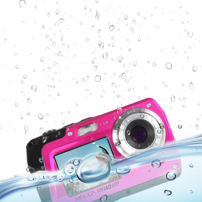 Minolta 48 MP Dual Screen 2.7K Ultra HD Waterproof Digital Camera - MN40WP-PK (Pink)