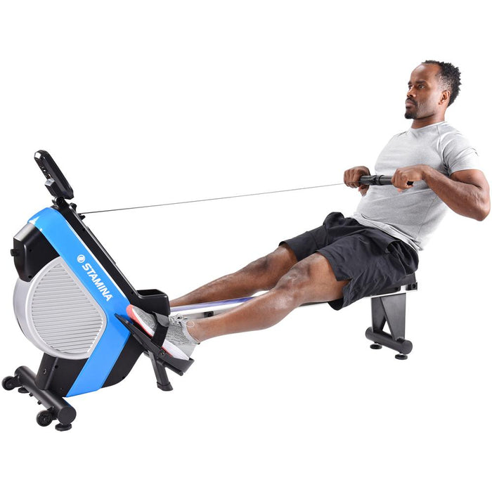 Stamina DT Plus Magnetic/Air Resistance Rowing Machine with Earbuds Bundle