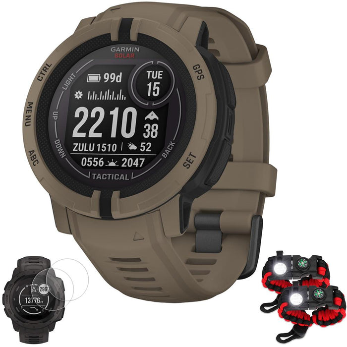 Garmin Instinct 2 Solar Tactical Edition 45mm Rugged GPS Smartwatch, Coyote  Tan 