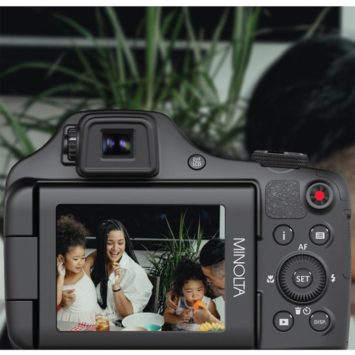 Minolta 20MP HD Bridge Digital Camera w/ 67x Optical Zoom Black+64GB Card & Bag