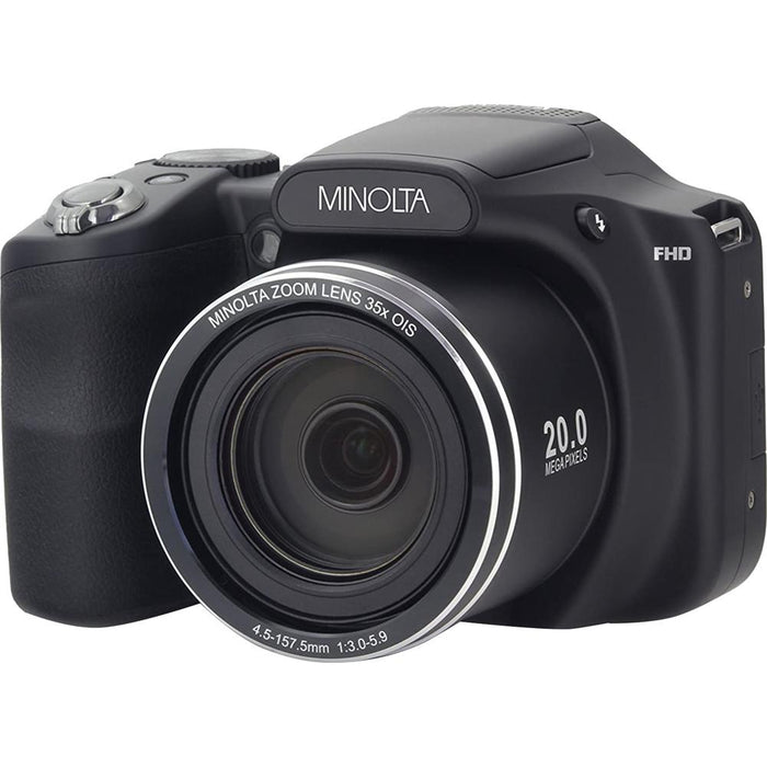 Minolta 20MP 35X Optical Zoom Wi-Fi Bridge Camera, Black w/ Deco Accessory Bundle