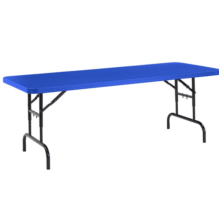 National Public Seating Adjustable Heavy Duty Folding Table 30 x 72 - Blue