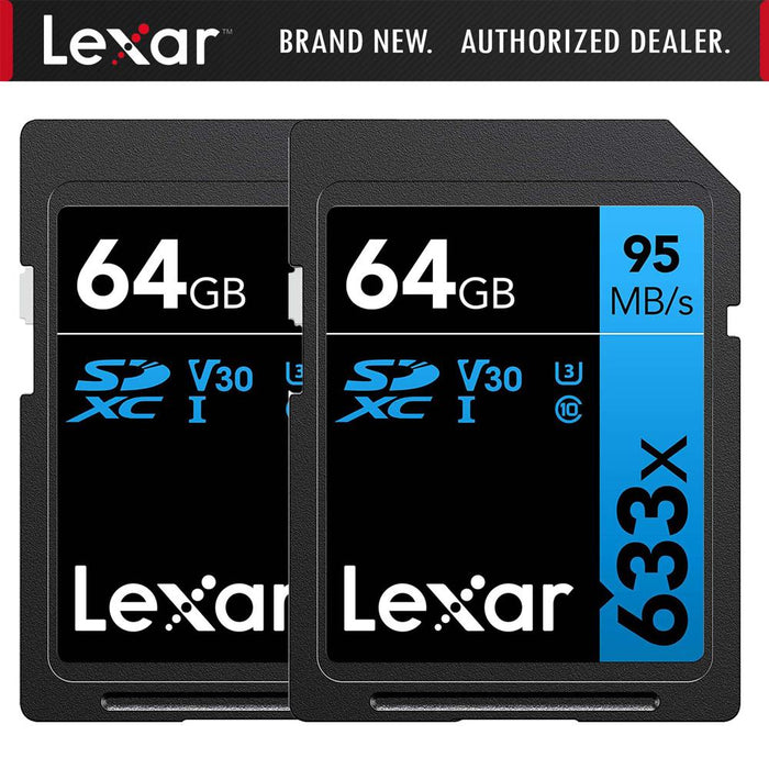 Lexar Professional 633x 64GB USH-1 Class 10 SDXC Memory Card 2 Pack