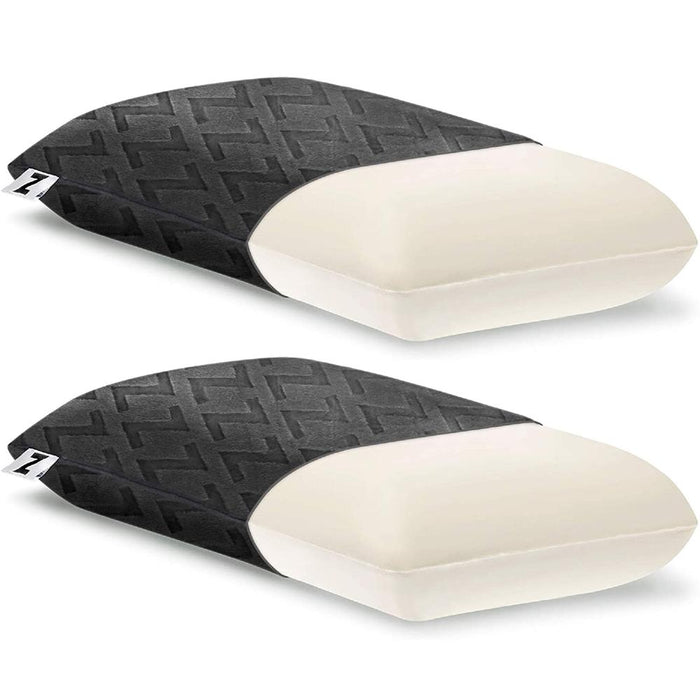 Malouf Z Travel Dough Memory Foam Pillow w/ Removable Bamboo Velour Cover 2 Pack