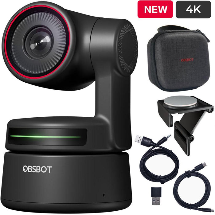 OBSBOT Tiny4K AI-Powered PTZ 4K Webcam, 4x Digital Zoom + Ring Light Kit